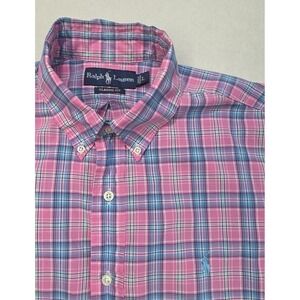 Polo Ralph Lauren Shirt Men L Pink Plaid Short Sleeve Classic Fit LIMITED USE